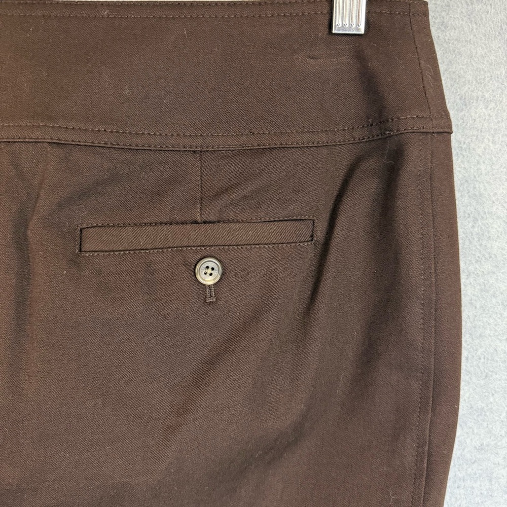 Ralph Lauren LRL 10 Pencil Skirt Brown Stretch Cotton Bridle Buckles Knee Length - Picture 6 of 12